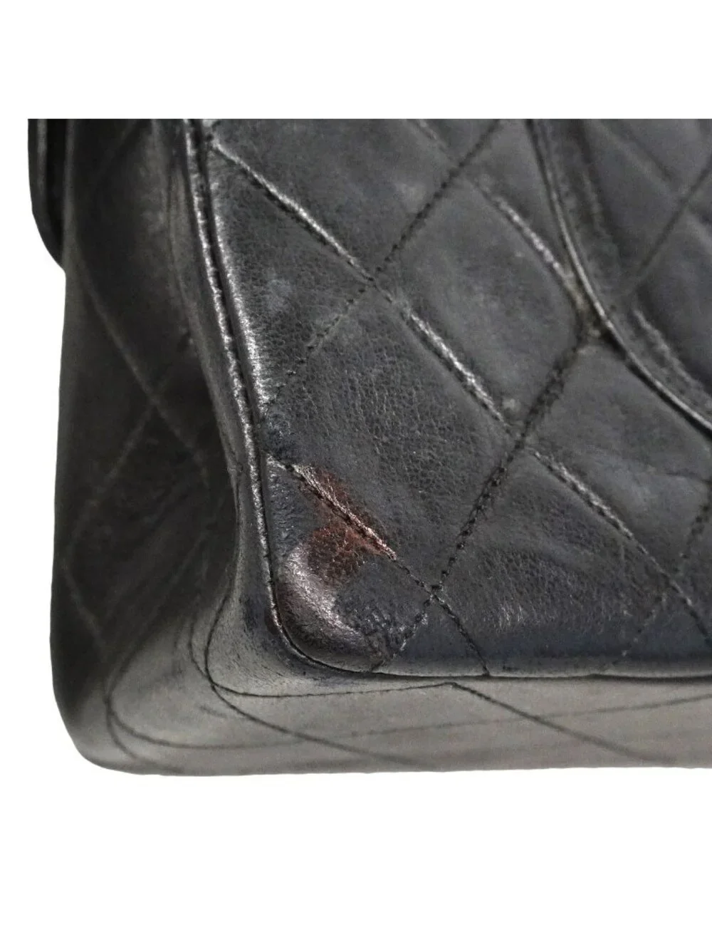 Chanel Shoulder Bag Quilted Lambskin Black Gold
